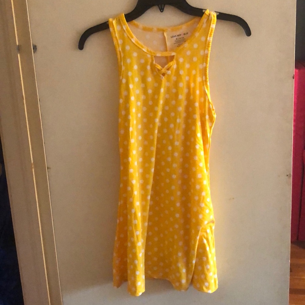 Yellow polka dot stretchy dress